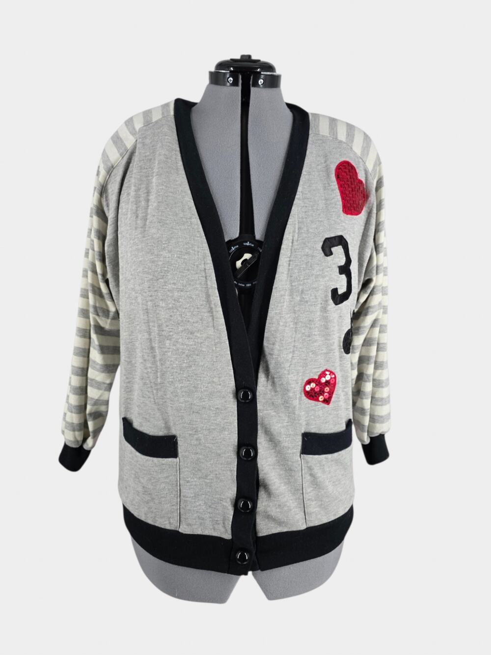 Peter Popovitch Cardigan Women's M Playing Cards Casino Padded Shoulder VTG